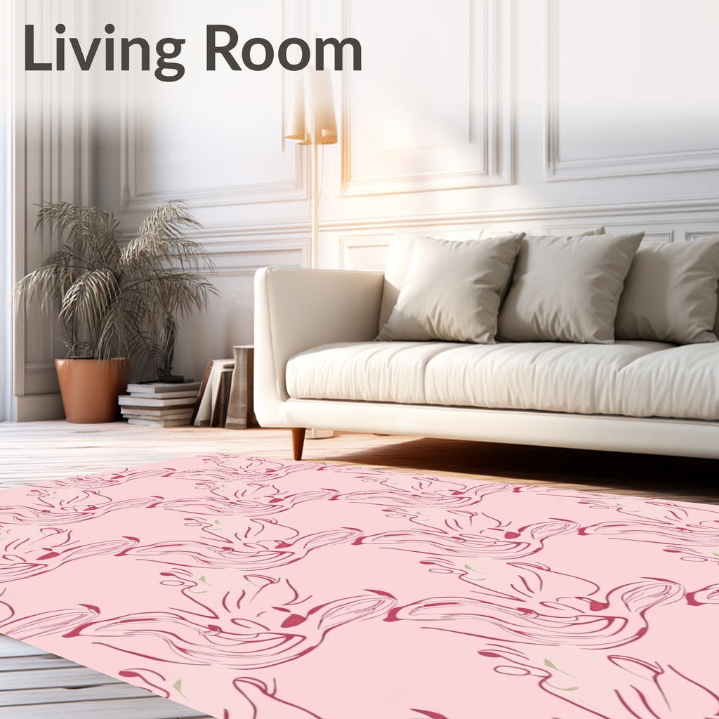 Abstract Figure Outline Pink Rug