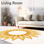 Golden Sunburst Petal Pattern Rug