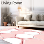 Pink Honeycomb Geometric Pattern Rug