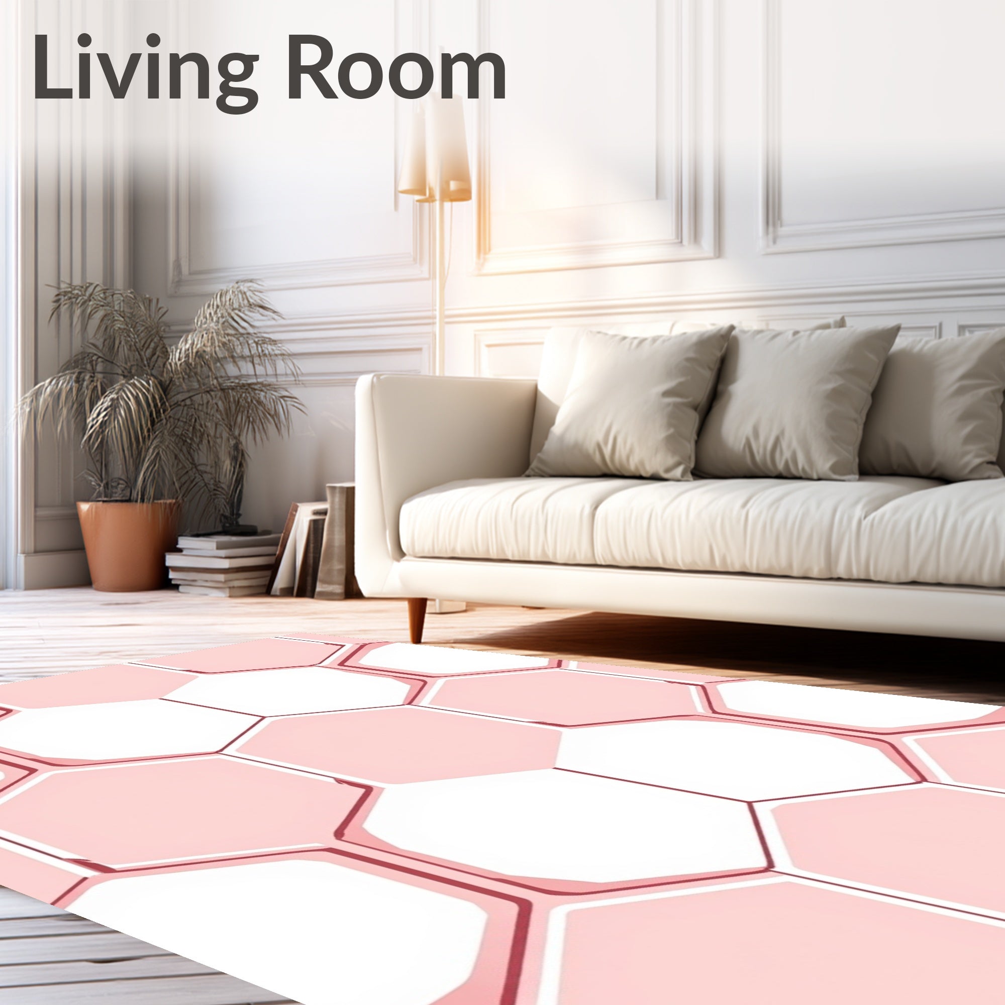 Pink Honeycomb Geometric Pattern Rug