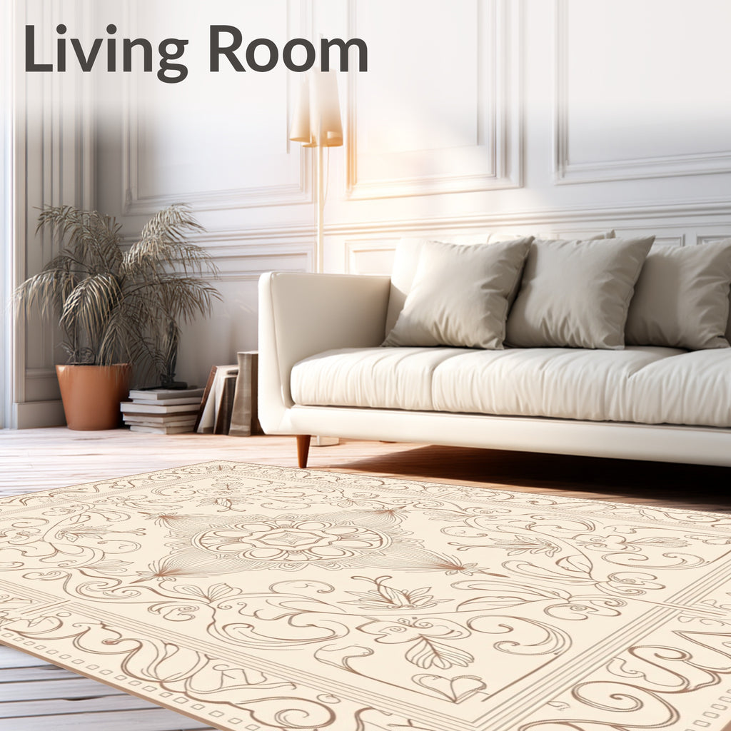 Art Nouveau Floral Mandala Square Design Rug