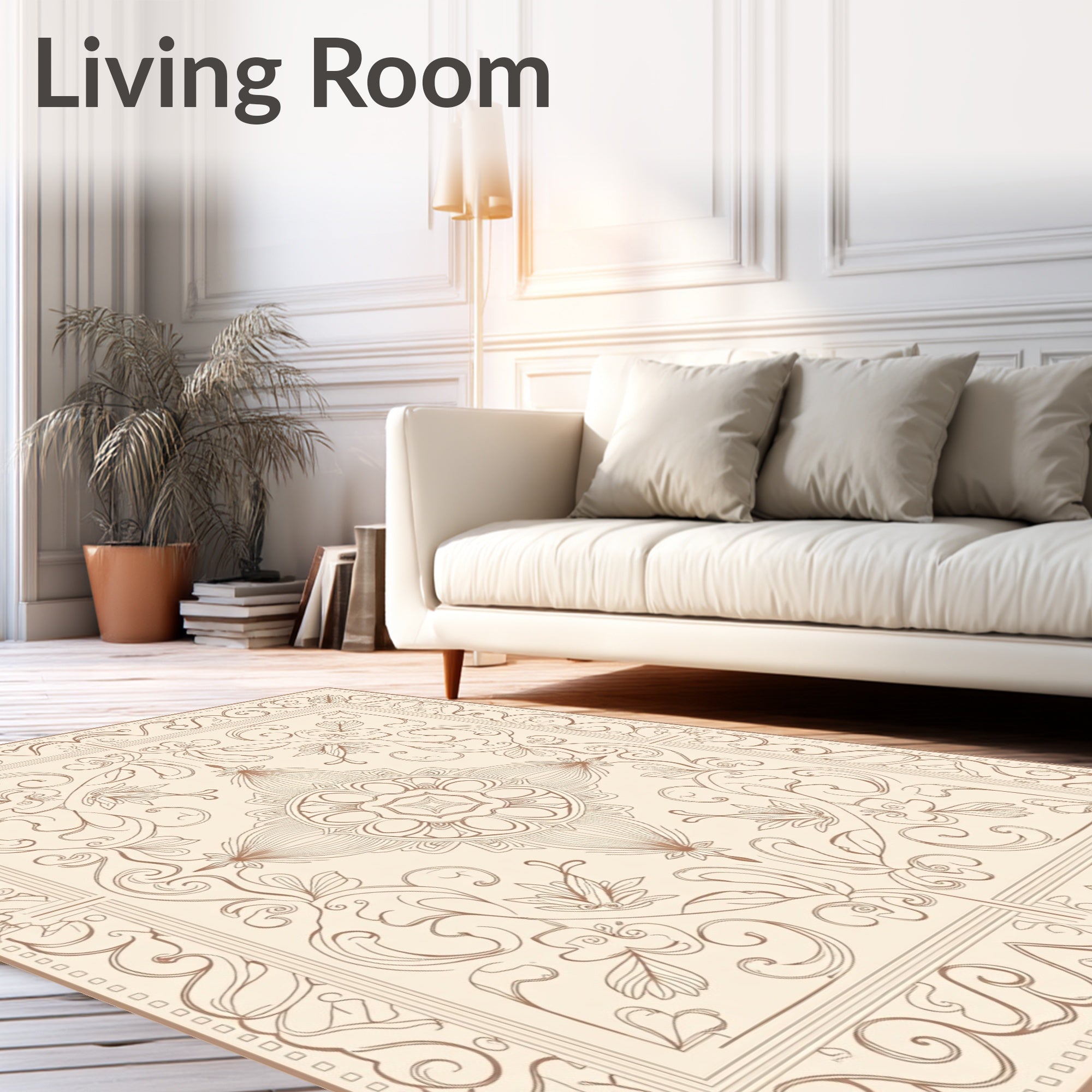 Art Nouveau Floral Mandala Square Design Rug