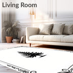 Ornate Pine Tree Silhouette Design Rug