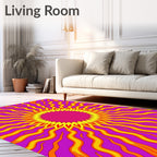 Radiant Sunburst Psychedelic Waves Rug