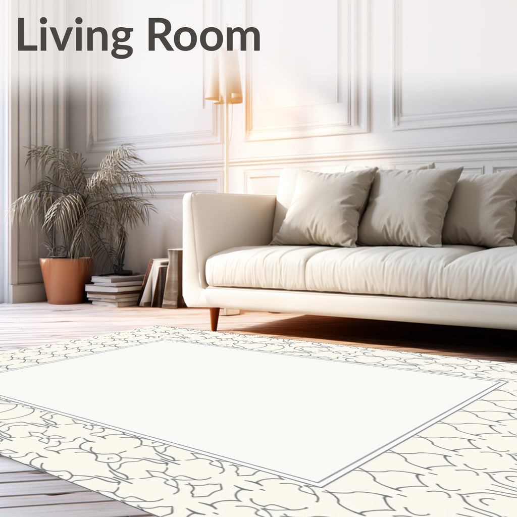 Cream Gray Abstract Geometric Pattern Rug