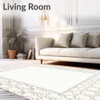 Cream Gray Abstract Geometric Pattern Rug
