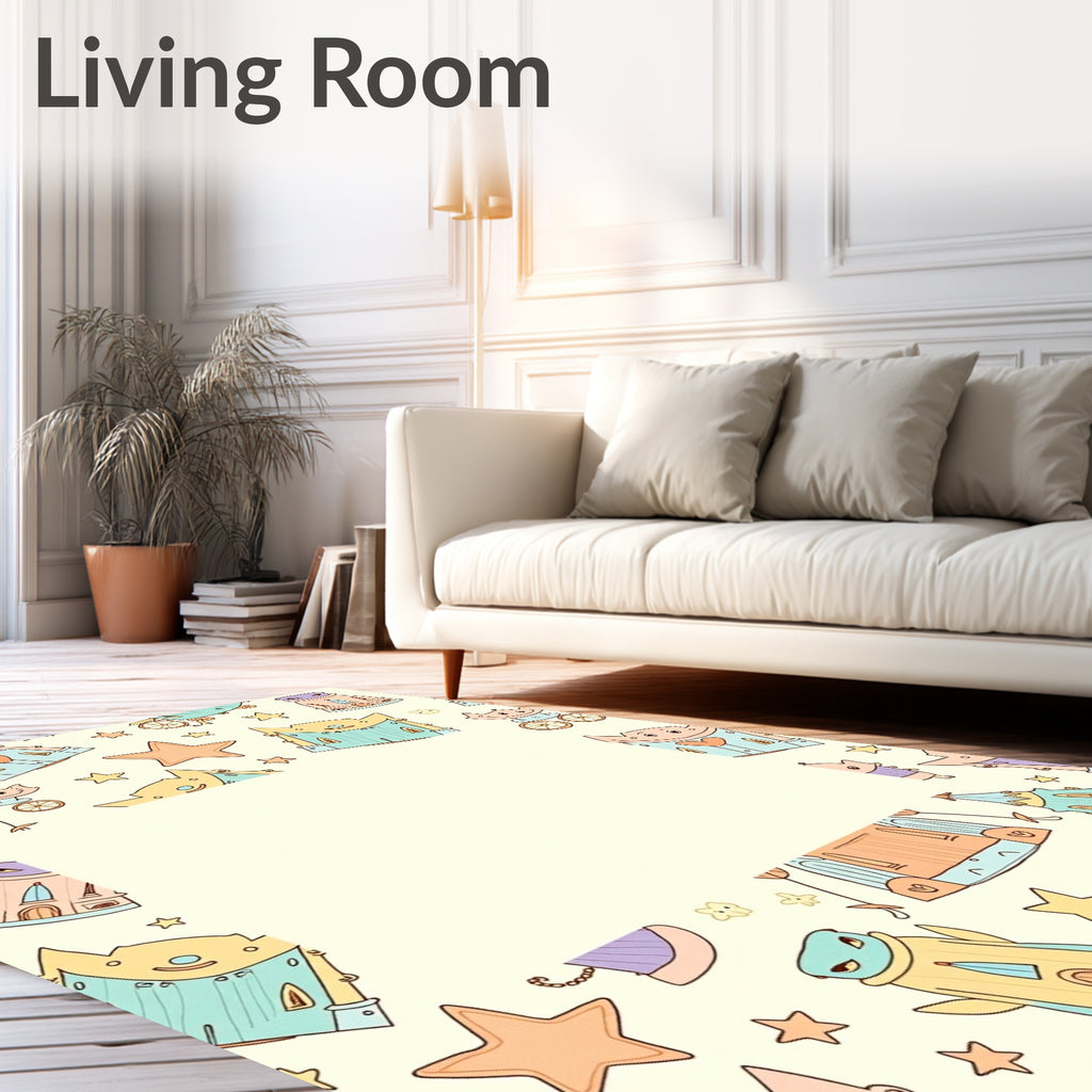 Whimsical Castle Star Pattern Design Rug