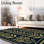 Golden Leaf Branch Pattern Design Rug