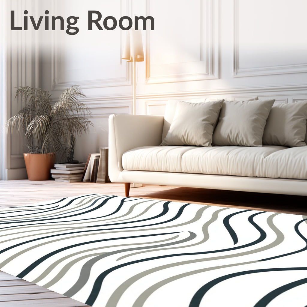 Abstract Wavy Line Pattern Rug