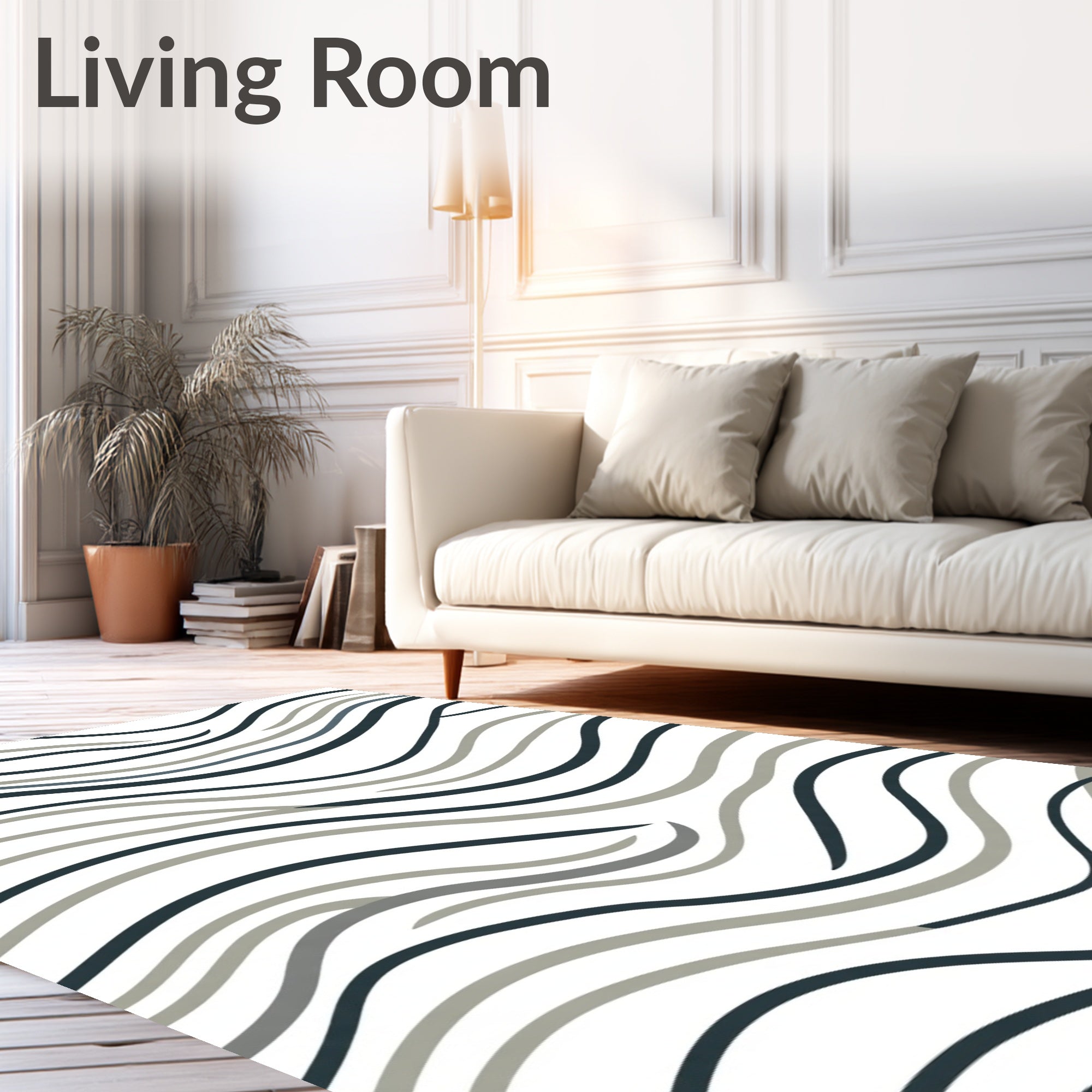 Abstract Wavy Line Pattern Rug