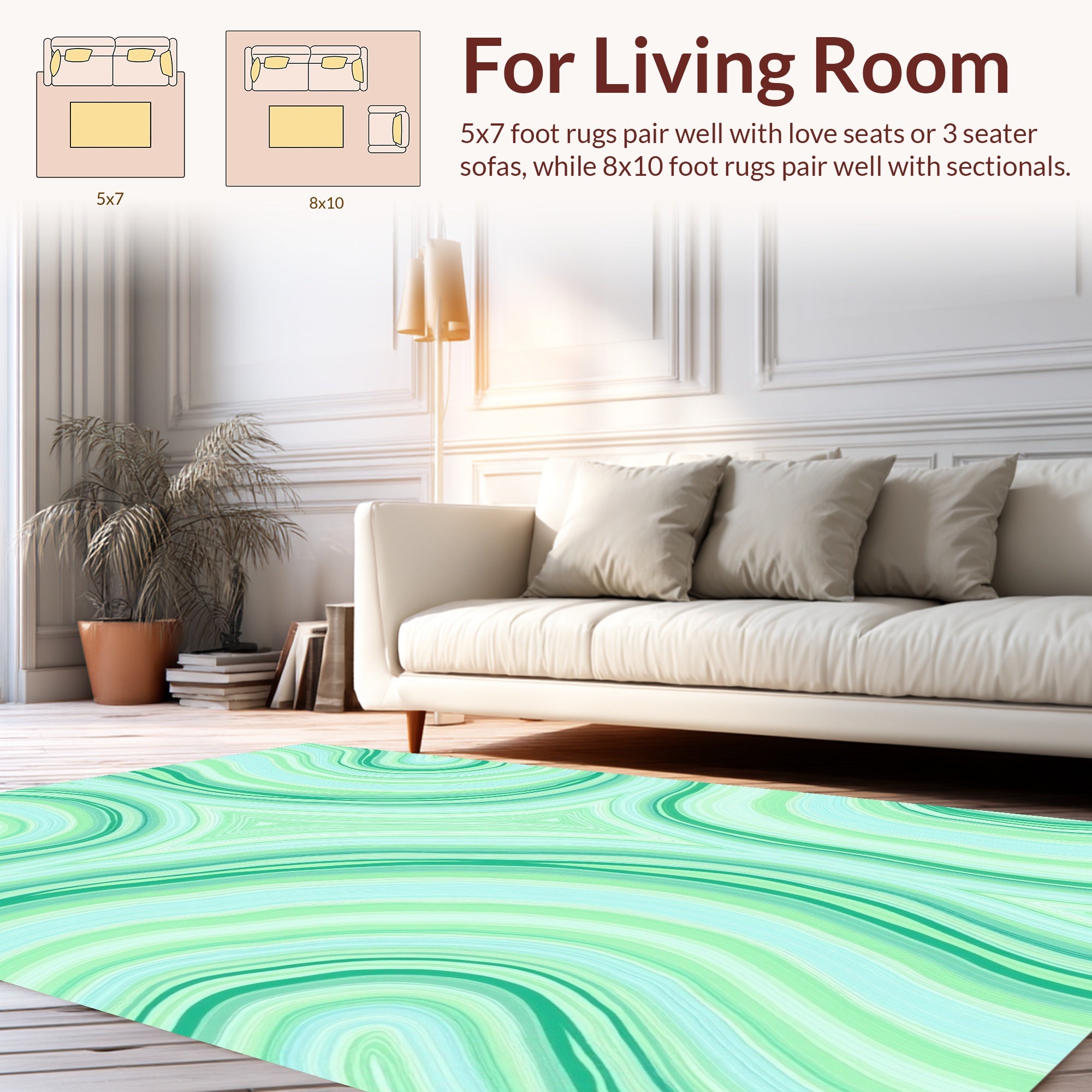 Abstract Swirl Pattern with Green Tones Rug