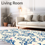 Vibrant Blue Whimsical Animal Garden Rug