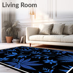 Electric Blue Botanical Branch Array Rug