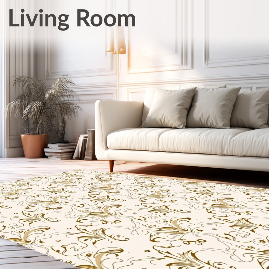 Elegant Scroll Leaf Pattern Design Rug