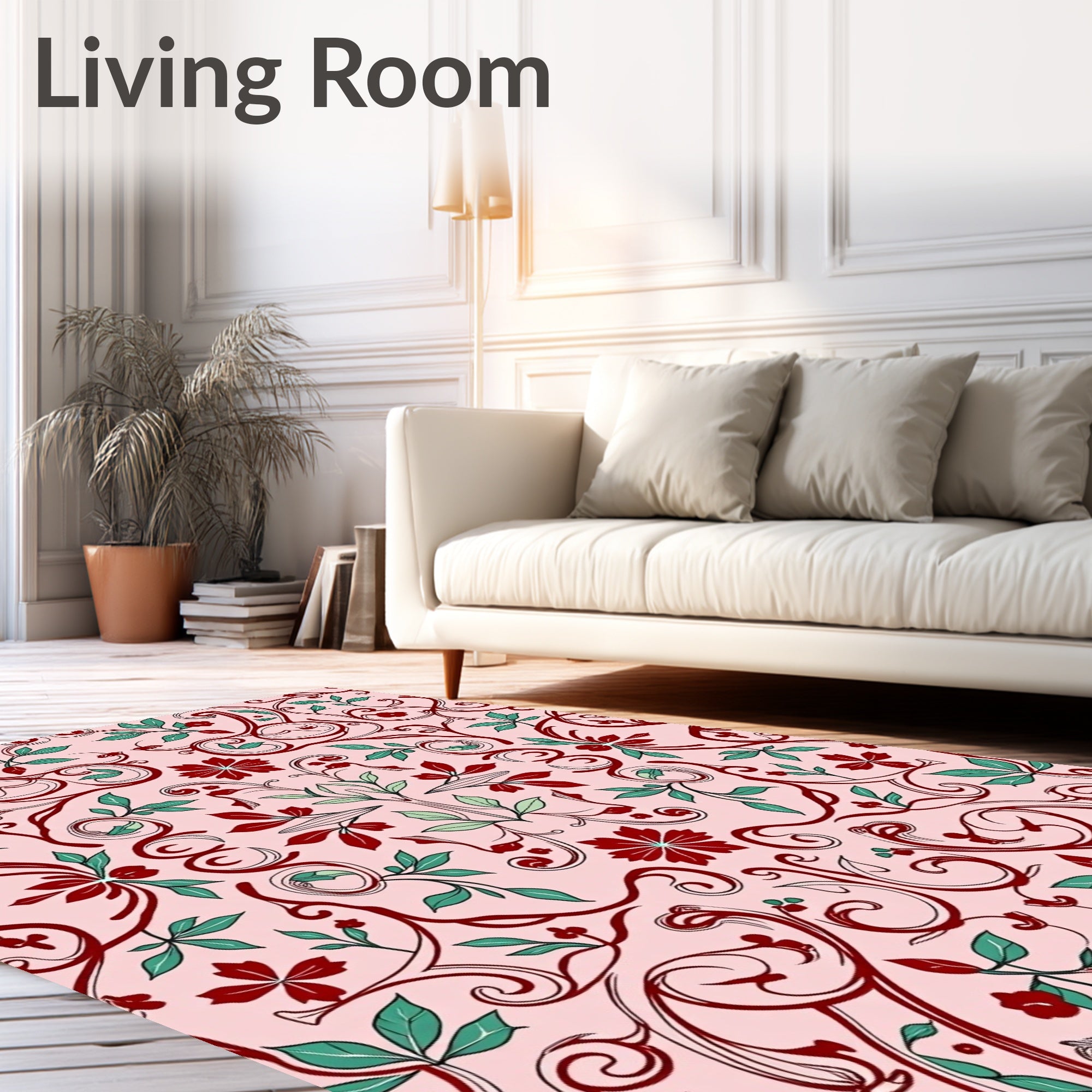 Elegant Floral Swirls Design Rug