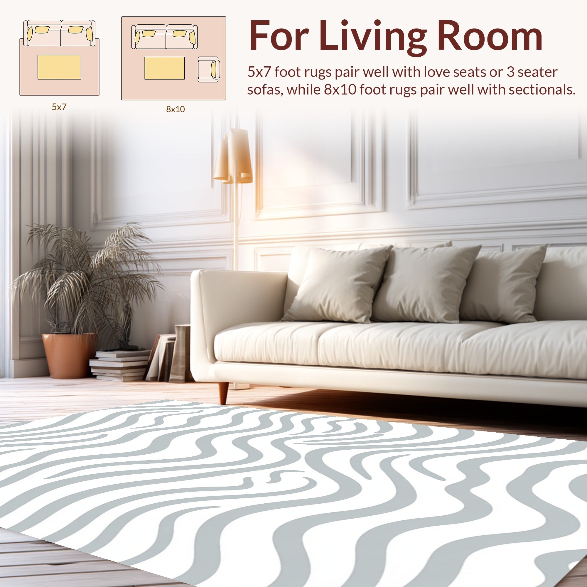 Abstract Grey Stripe Pattern Rug
