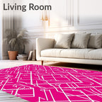 White Lines Geometric Pattern Rug