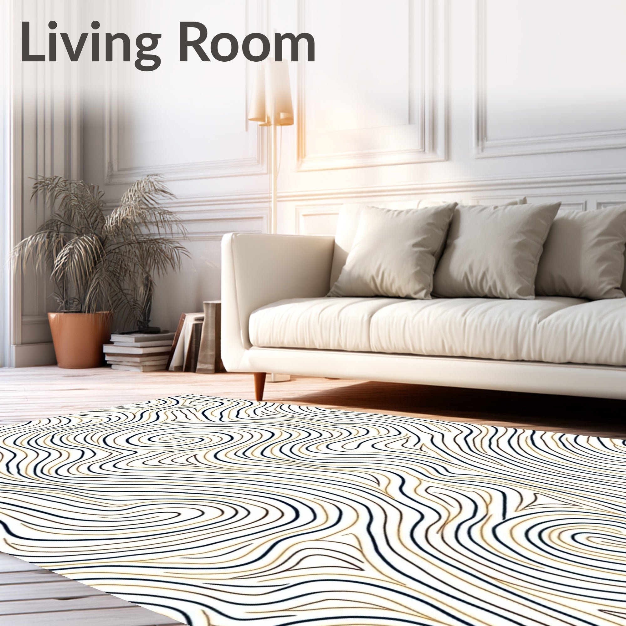 Abstract Wavy Line Pattern Rug