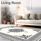 Elegant Floral Mandala Border Rug