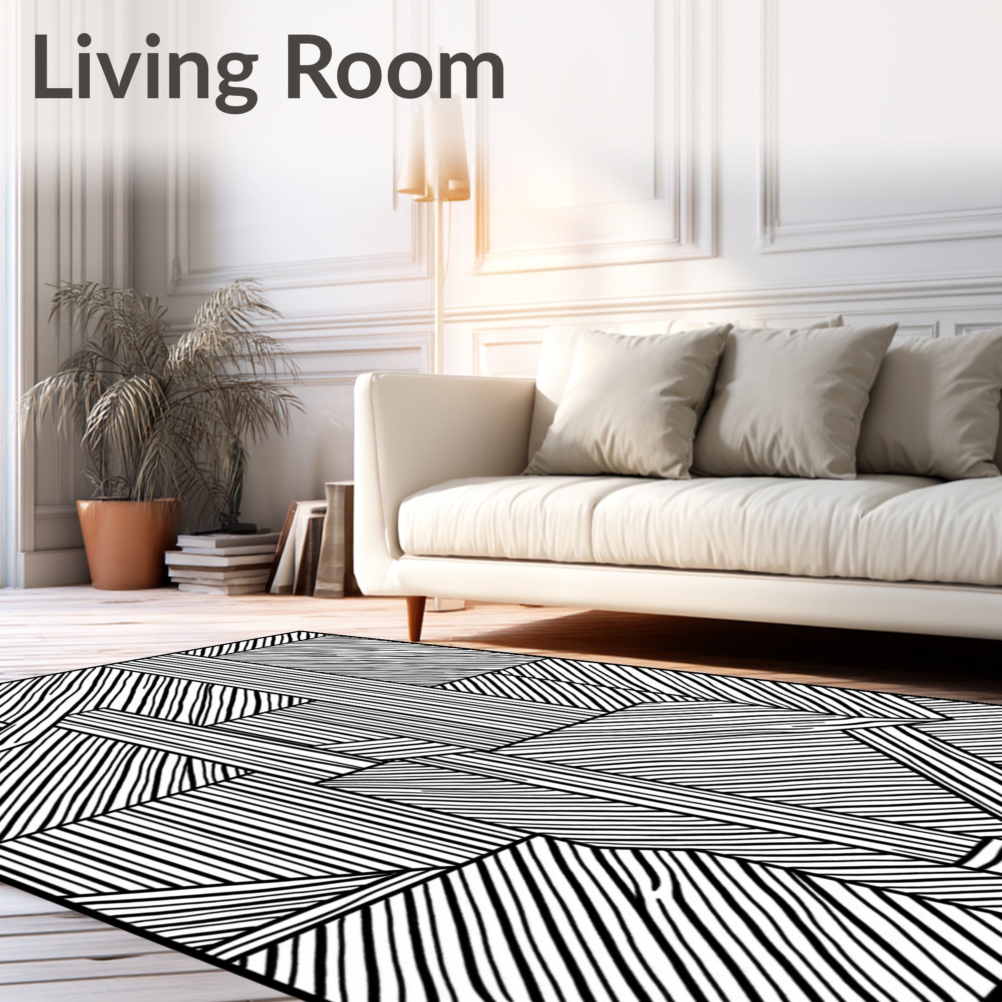 Abstract Striped Geometric Fragment Rug