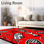 Bold Graphic Cars Bottles Rug