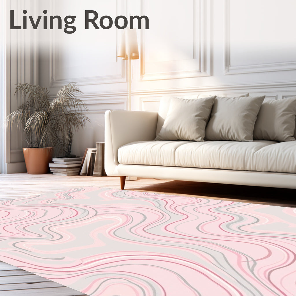Soft Pink Marble Swirl Pattern Rug