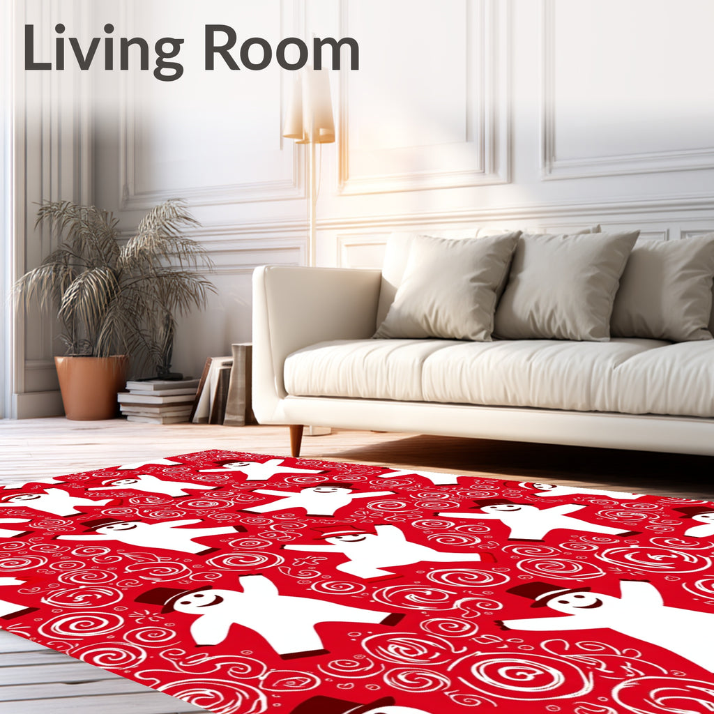Holiday Snowmen Swirl Pattern Rug