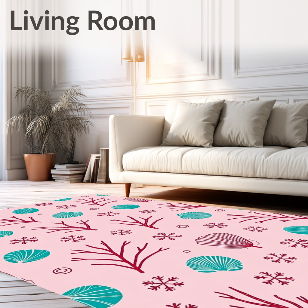 Coral Shell Snowflake Pattern Rug