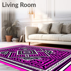 Bold Pink Black Geometric Design Rug