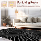 Black White Swirl Dynamic Abstract Rug