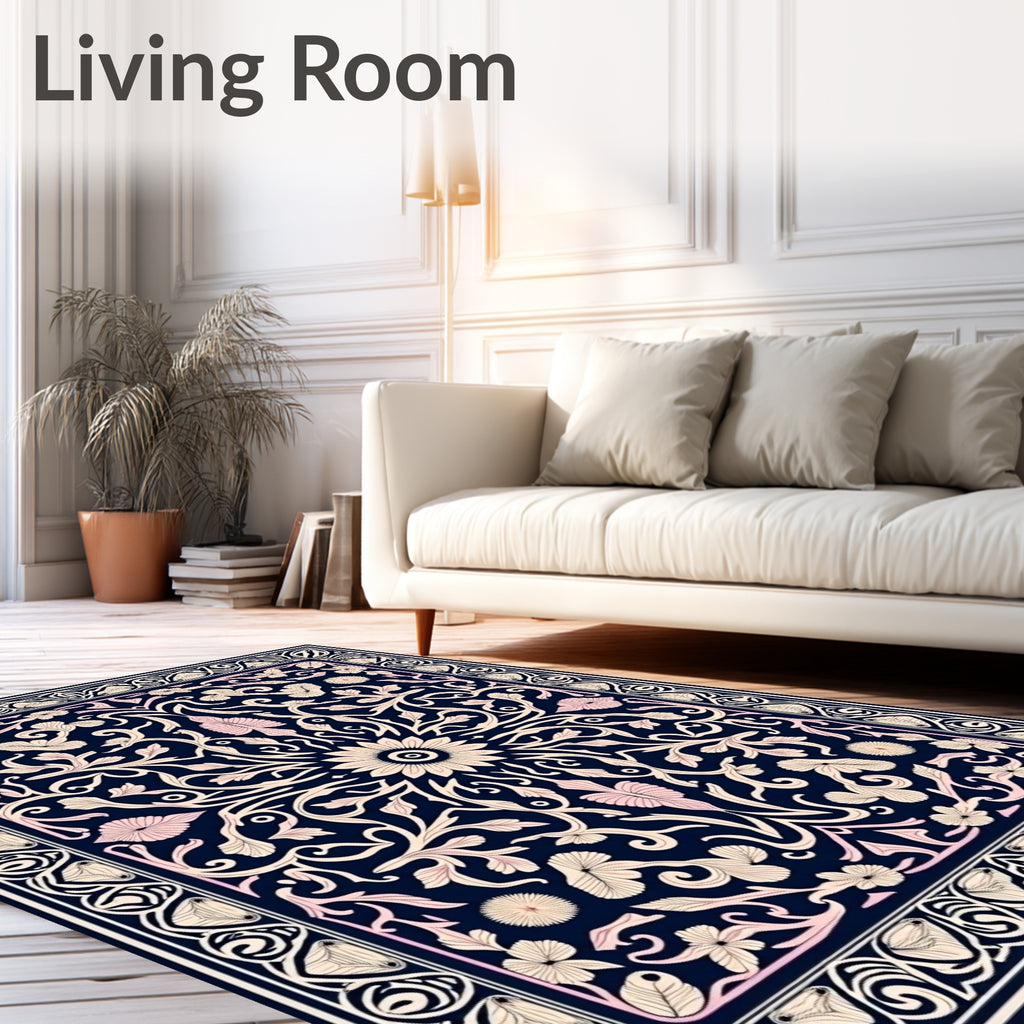 Elegant Floral Vine Art Nouveau Rug