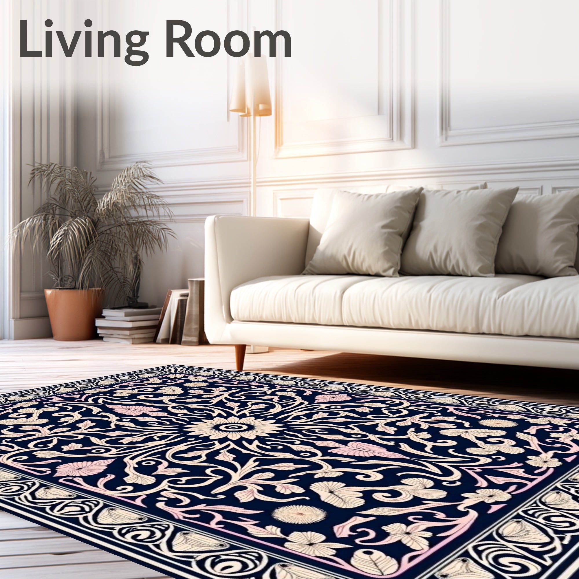 Elegant Floral Vine Art Nouveau Rug