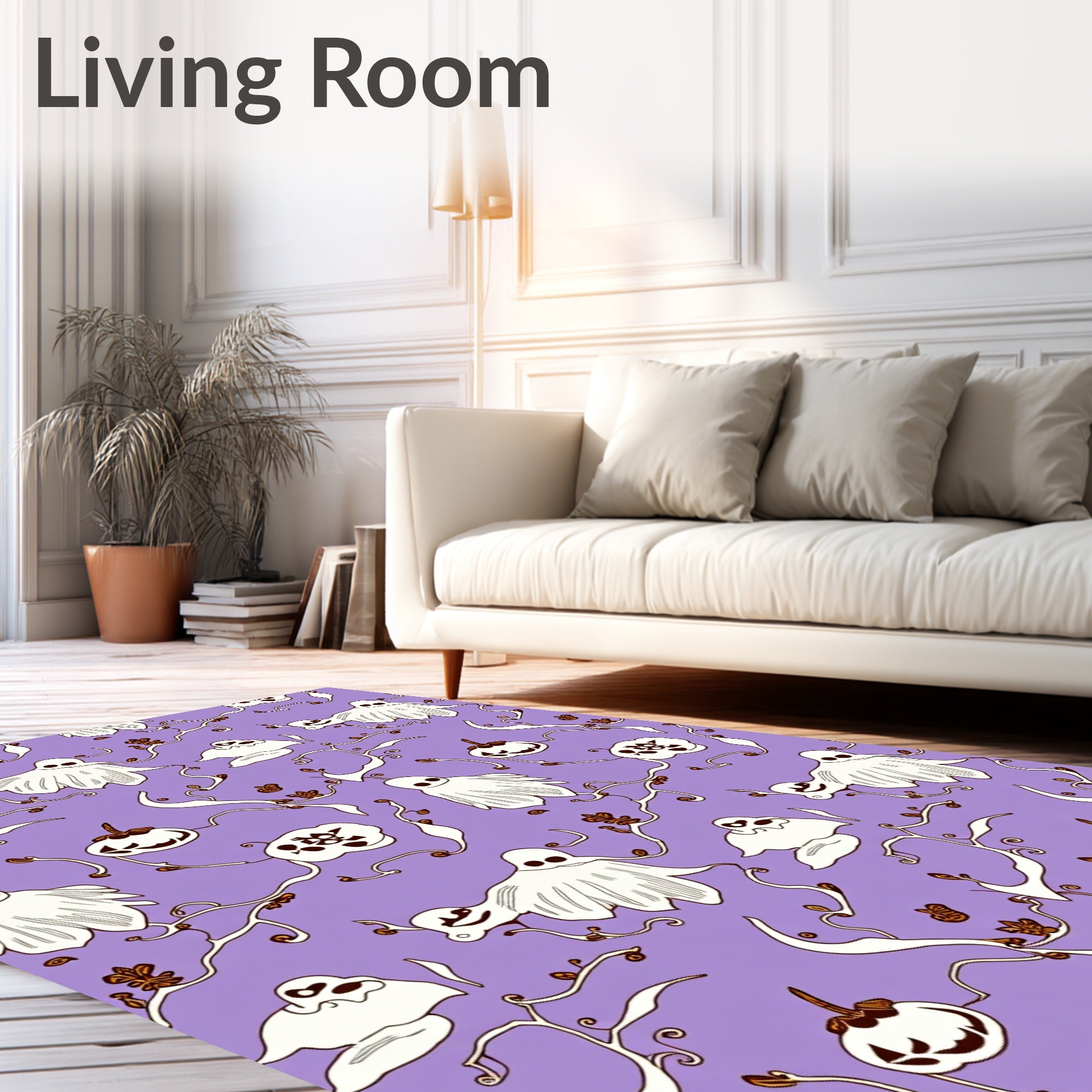 Playful Ghost Pumpkin Pattern Rug