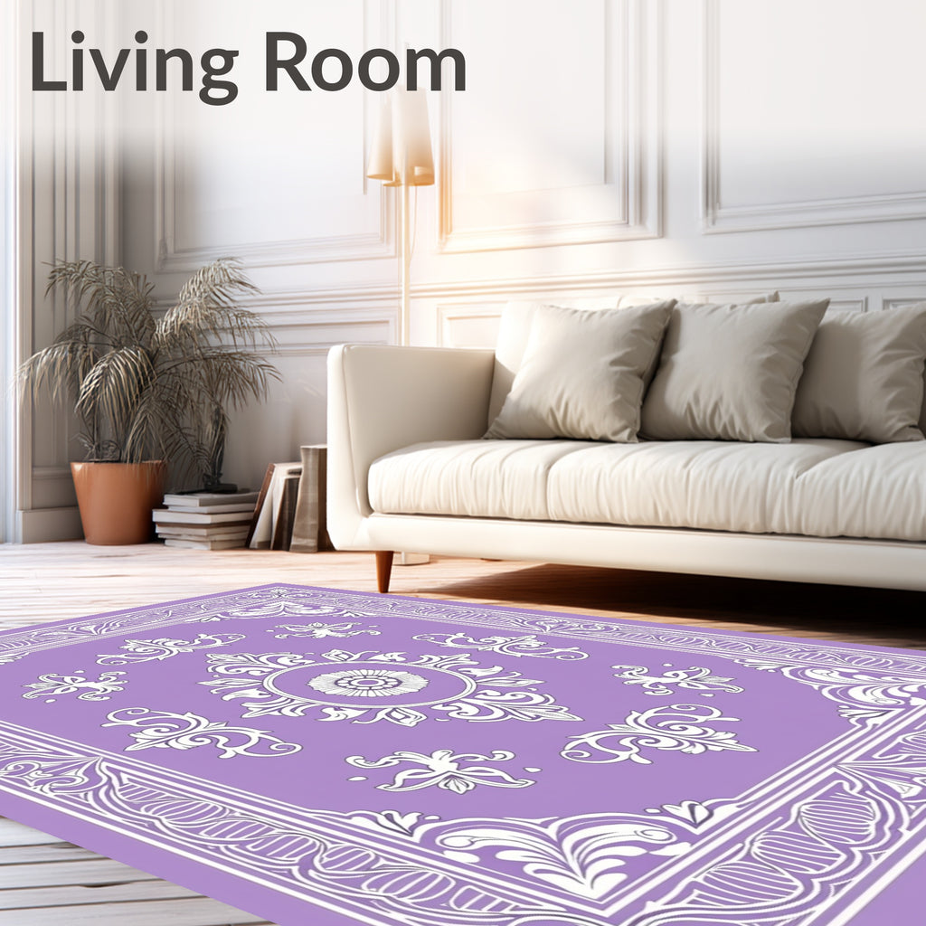 Ornate Floral Scrollwork Patterned Rug