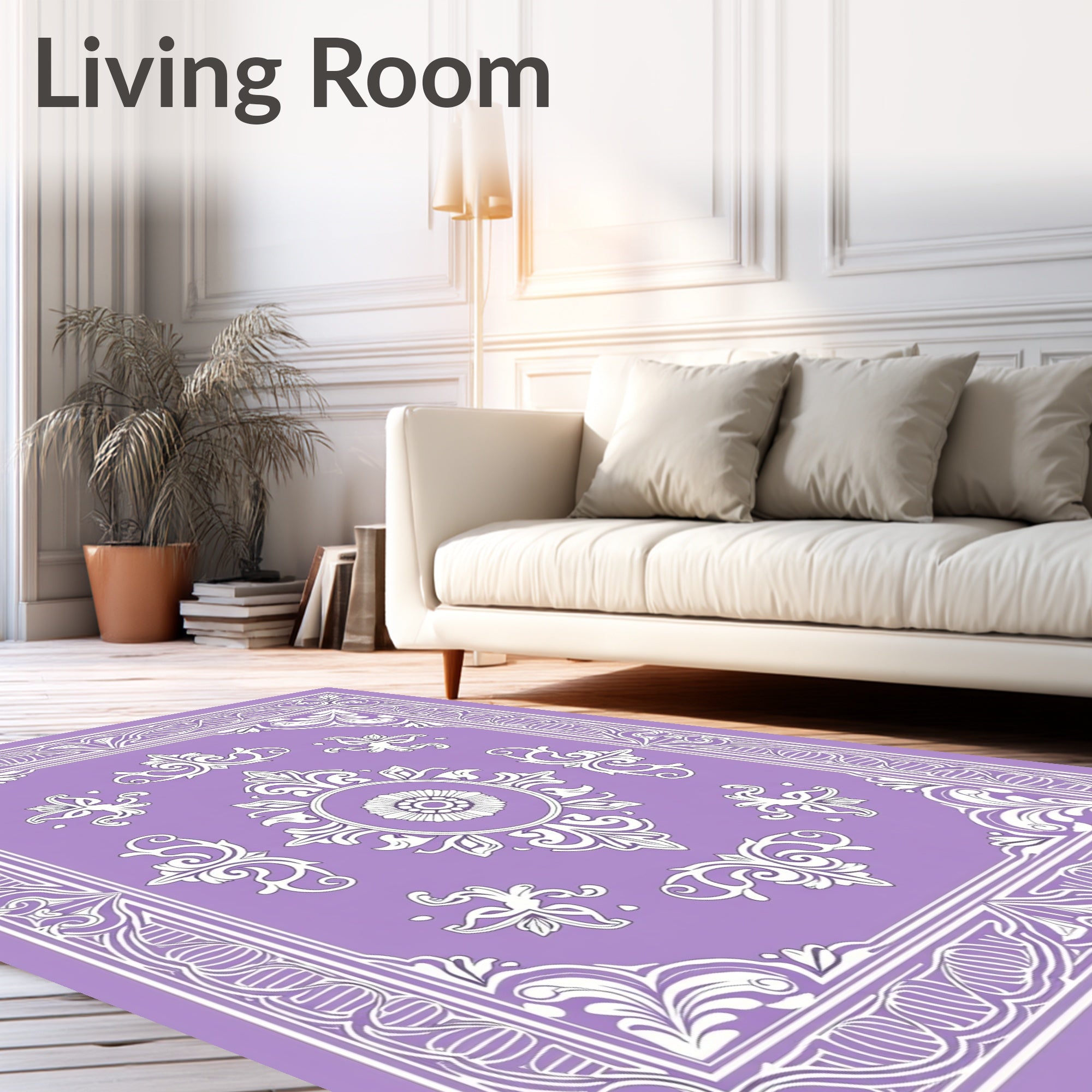 Ornate Floral Scrollwork Patterned Rug
