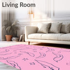 Playful Bat Star Line Art Rug