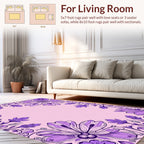 Purple Floral Vines Leaf Pattern Rug