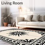 Classic Starburst Floral Border Design Rug