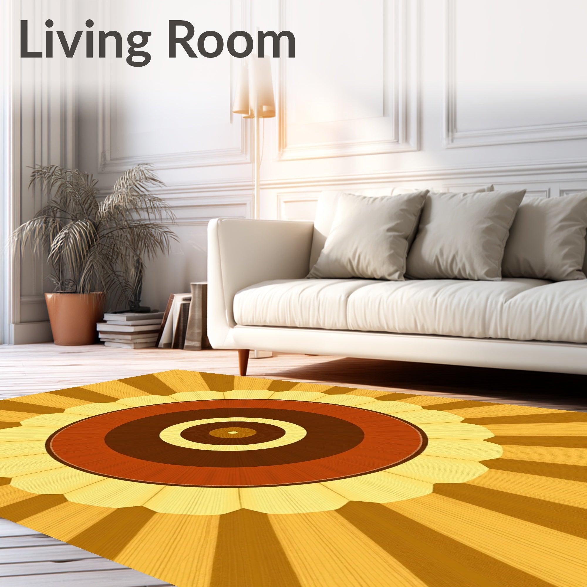 Radiating Sunburst Geometric Design Rug
