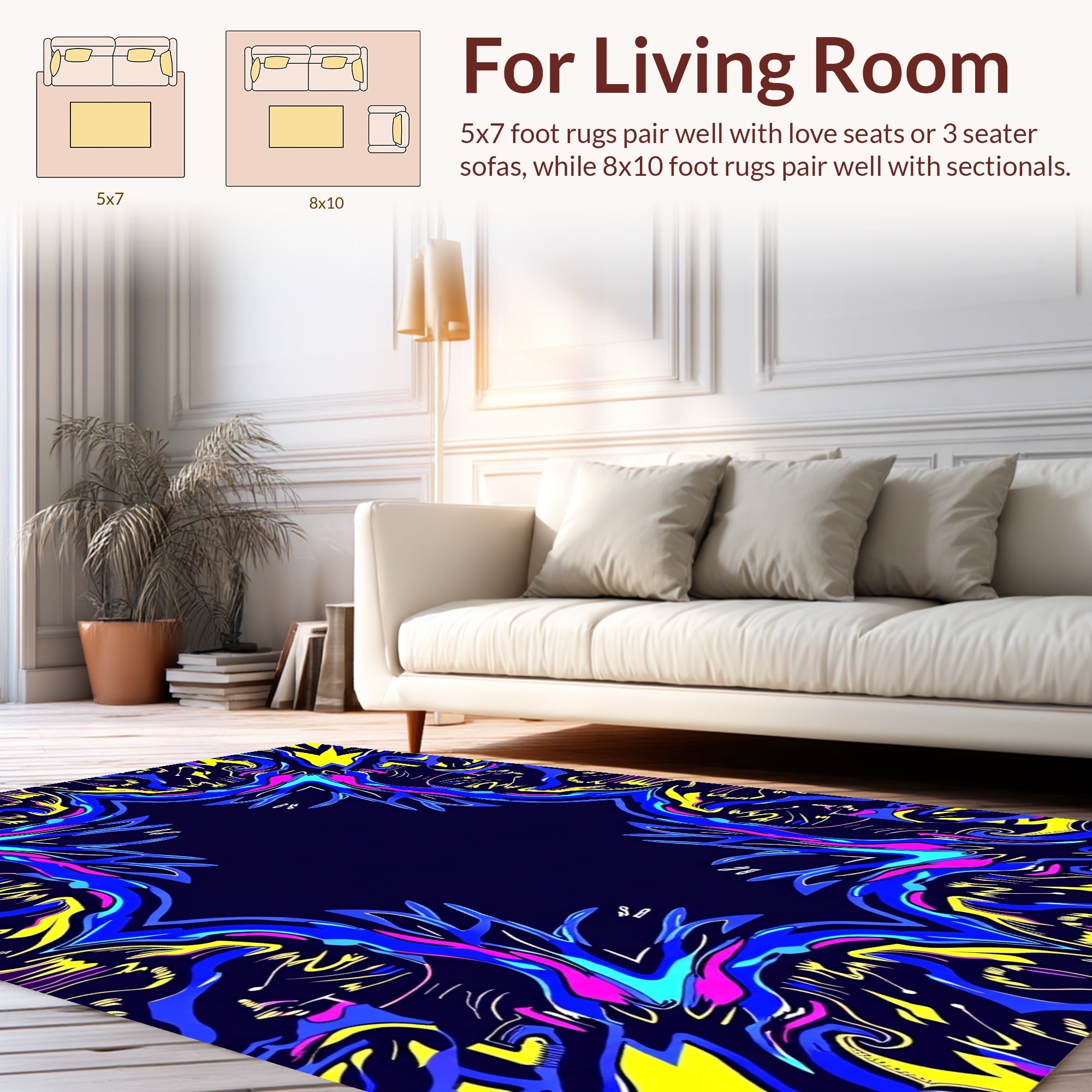 Abstract Neon Psychedelic Mirror Design Rug