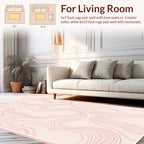 Soft Pink Abstract Line Art Rug
