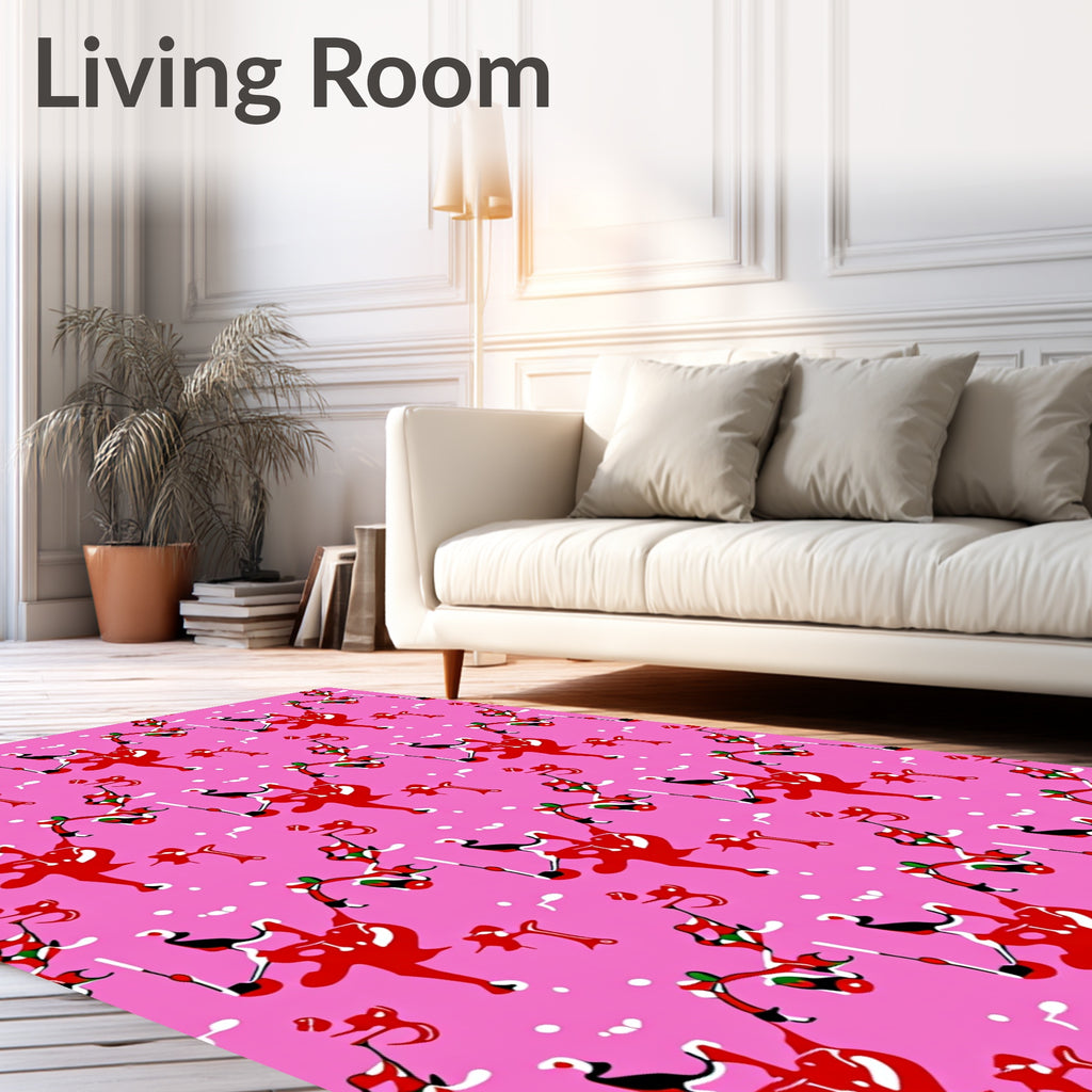 Playful Abstract Pink Splash Design Rug