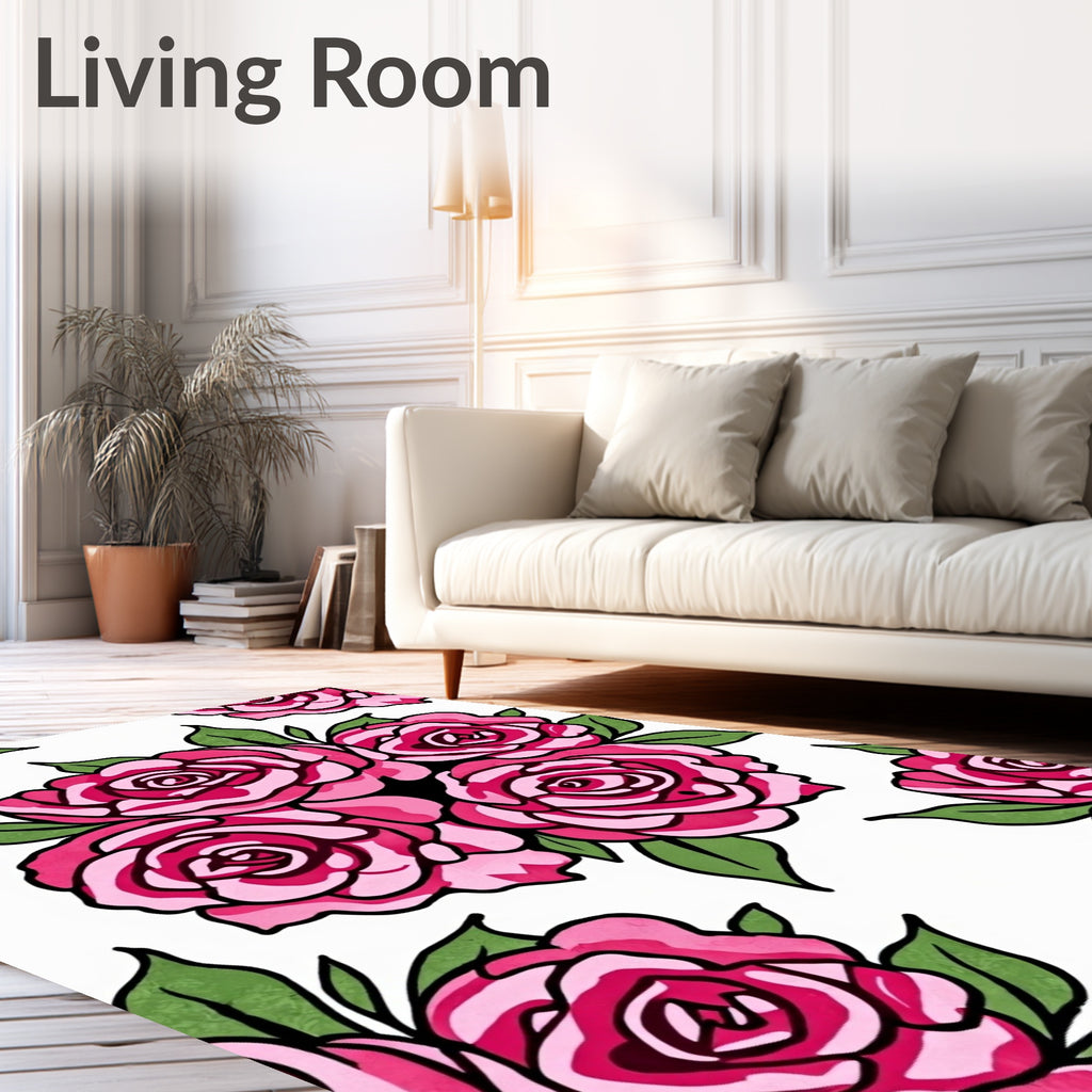 Fuchsia Rose Garden Pattern Rug