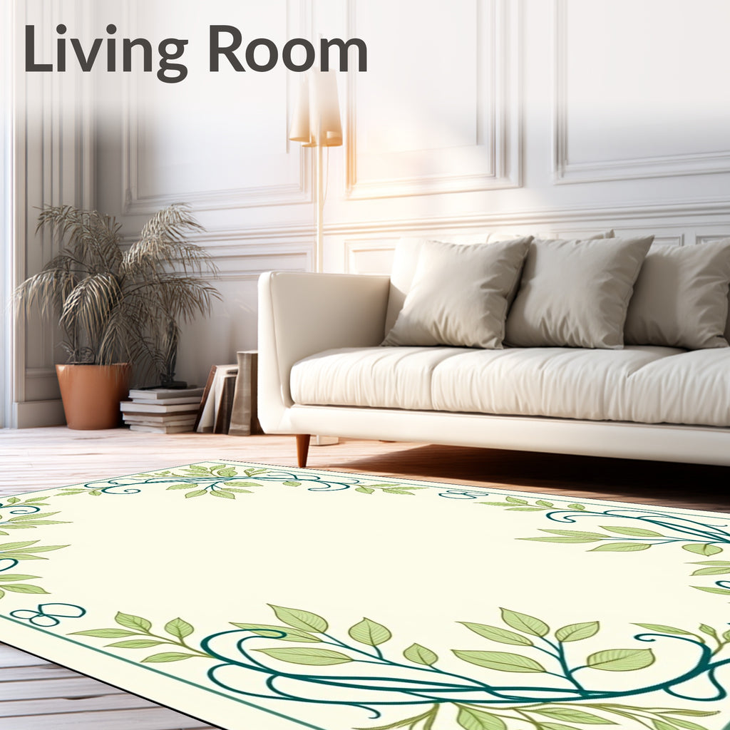 Nature Inspired Emerald Vine Design Rug