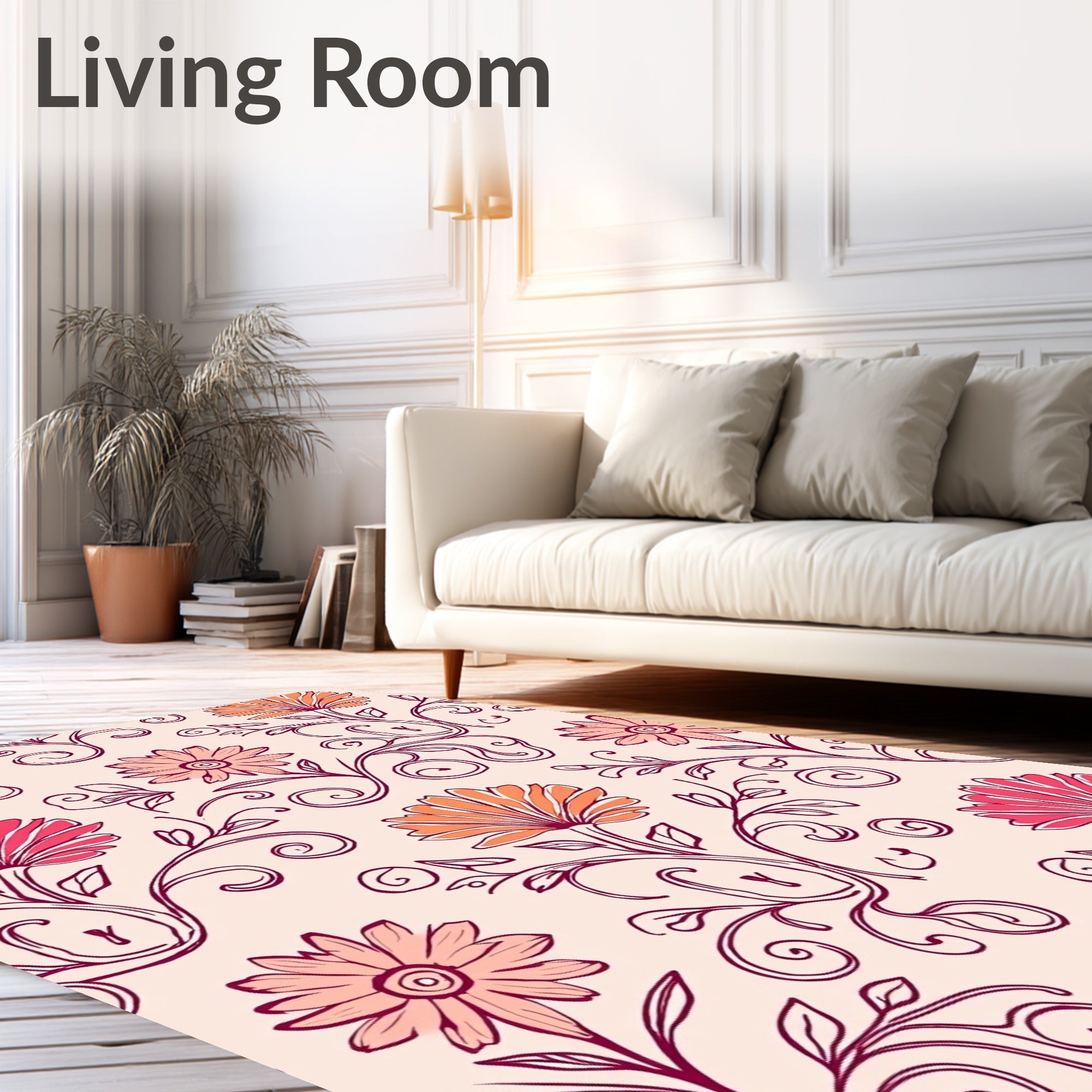 Floral Swirls In Warm Hues Rug