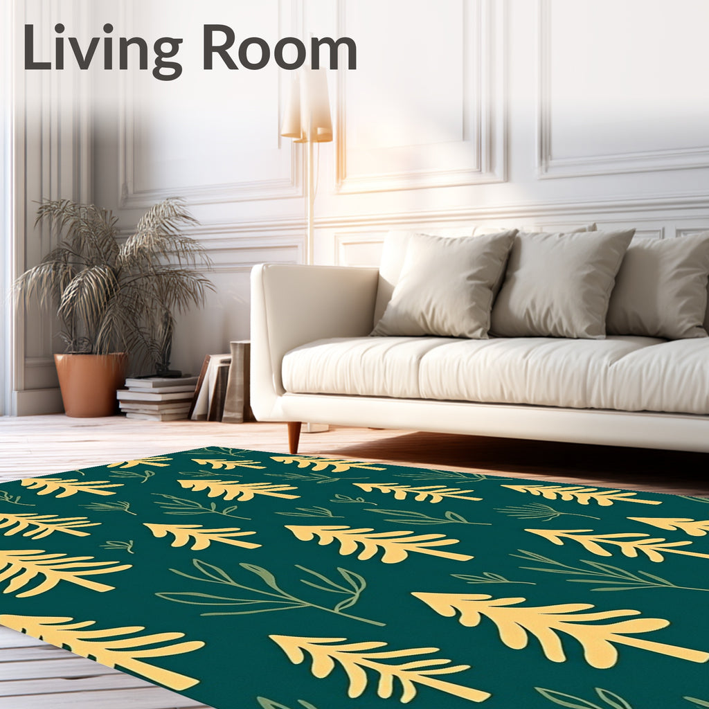 Golden Pine Forest Pattern Rug
