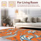 Orange Swirls Floral Abstract Design Rug
