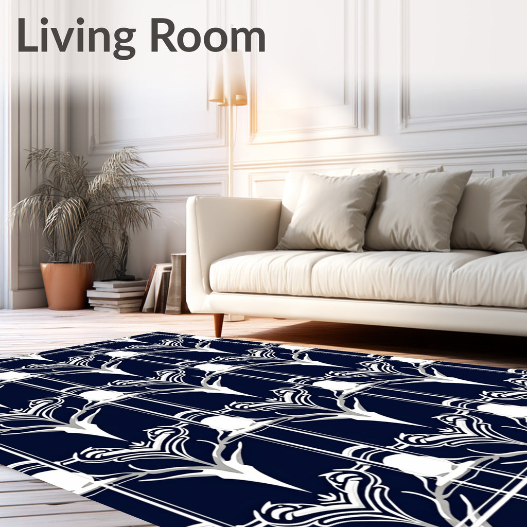 Art Deco Stylized Floral Pattern Rug