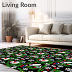 Festive Snowman Red Green Garland Rug