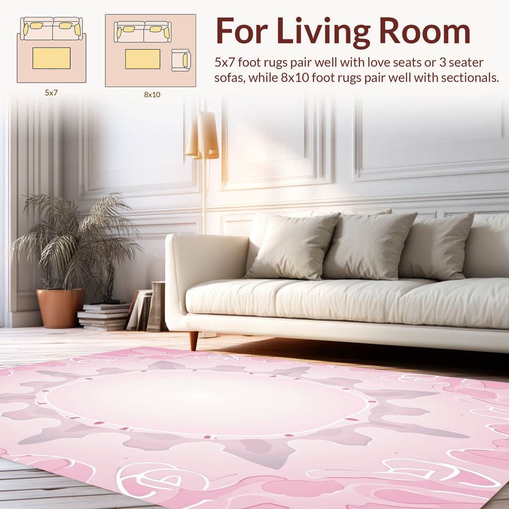 Symmetric Pink Floral Mandala Pattern Rug